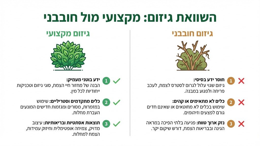 גנן מקצועי מבצע עבודות תחזוקה וגיזום בגינה
