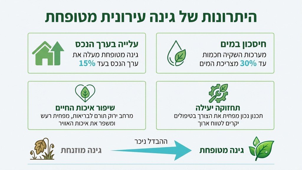 גינה עירונית מטופחת בפתח תקווה